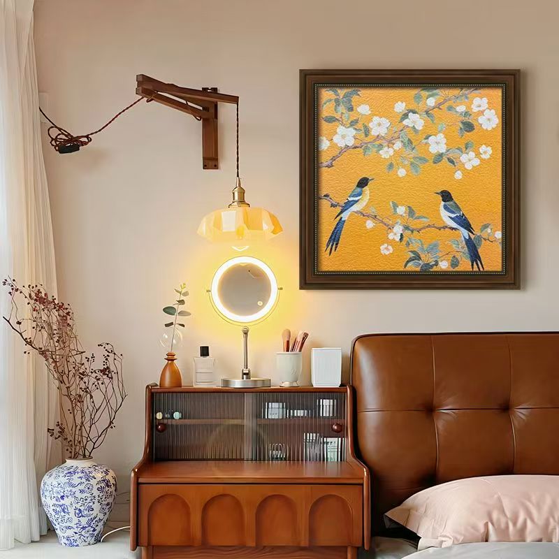 法式风喜鹊梅花装饰画北欧复古风格客厅卧室玄关挂画ZD07