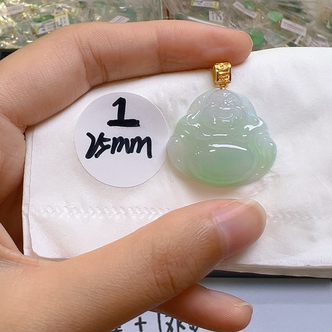 翡翠18K金镶嵌吊坠(不含链)翡翠