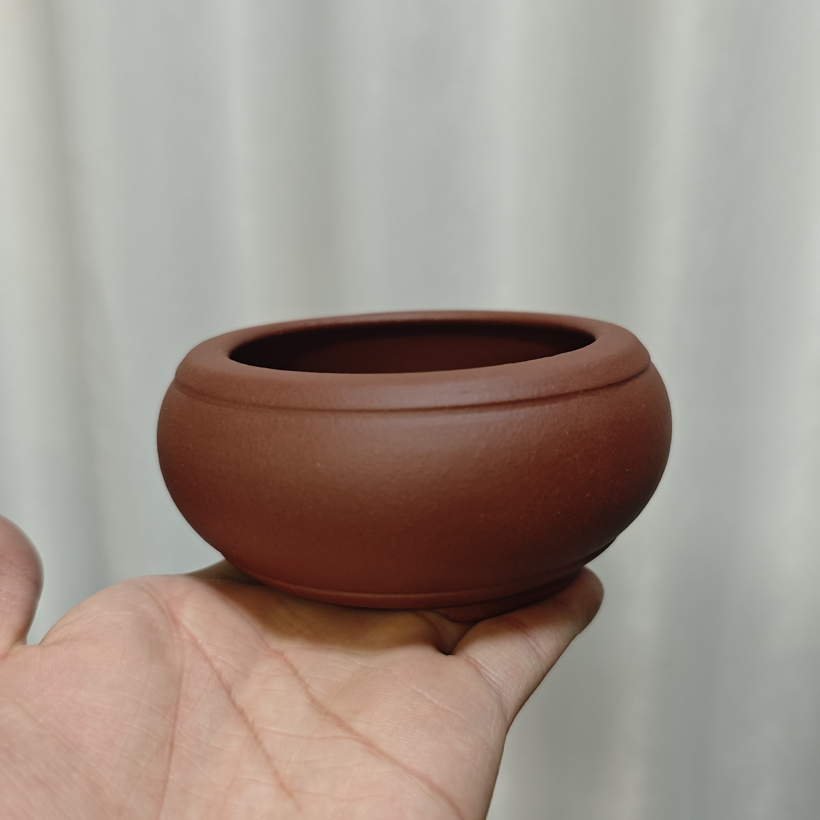 【包邮包破损】宜兴紫砂花盆小鼓窝口绿植菖蒲红泥桌面窗台室内微型