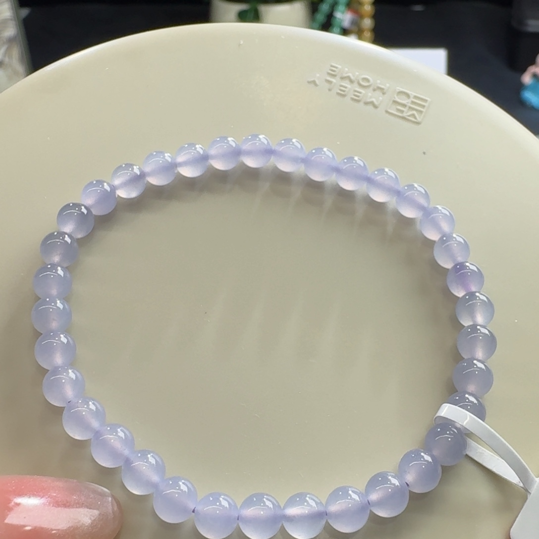 手链翡翠未镶嵌高冰果冻仙粉紫卡5品质圈粉