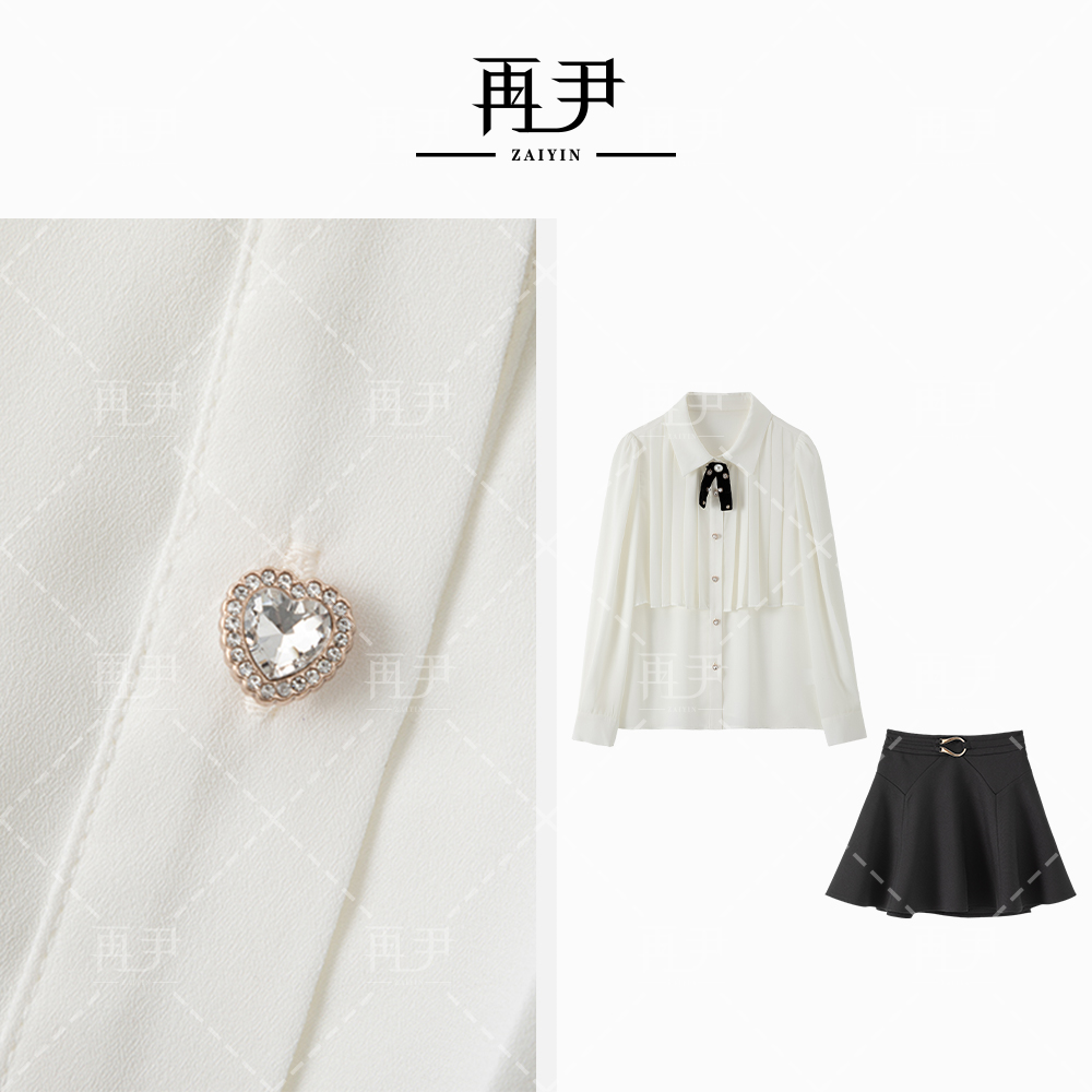 【茉白】百搭简约设计师气质休闲半裙白色时尚裙GY53072283-1