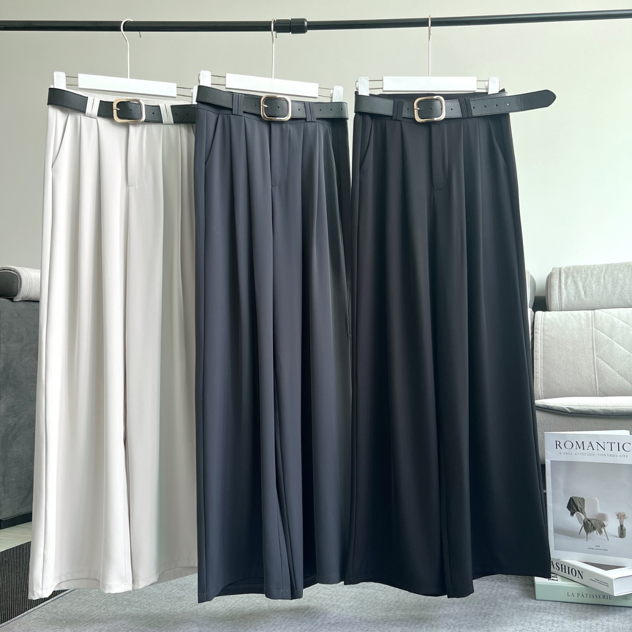 （送腰带）2025秋新款西装裤直筒女气质高腰垂感阔腿裤显瘦时尚百搭