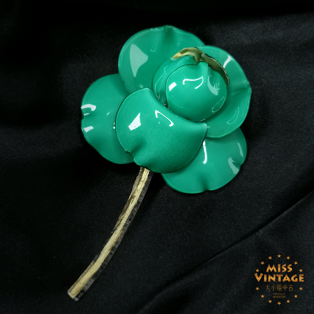 法国cilea Paris手工定制孔雀蓝月季胸针[5501121-055]