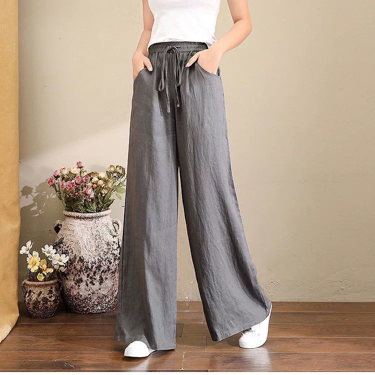 原创亚麻阔腿裤/出口外贸清仓品牌尾单2025