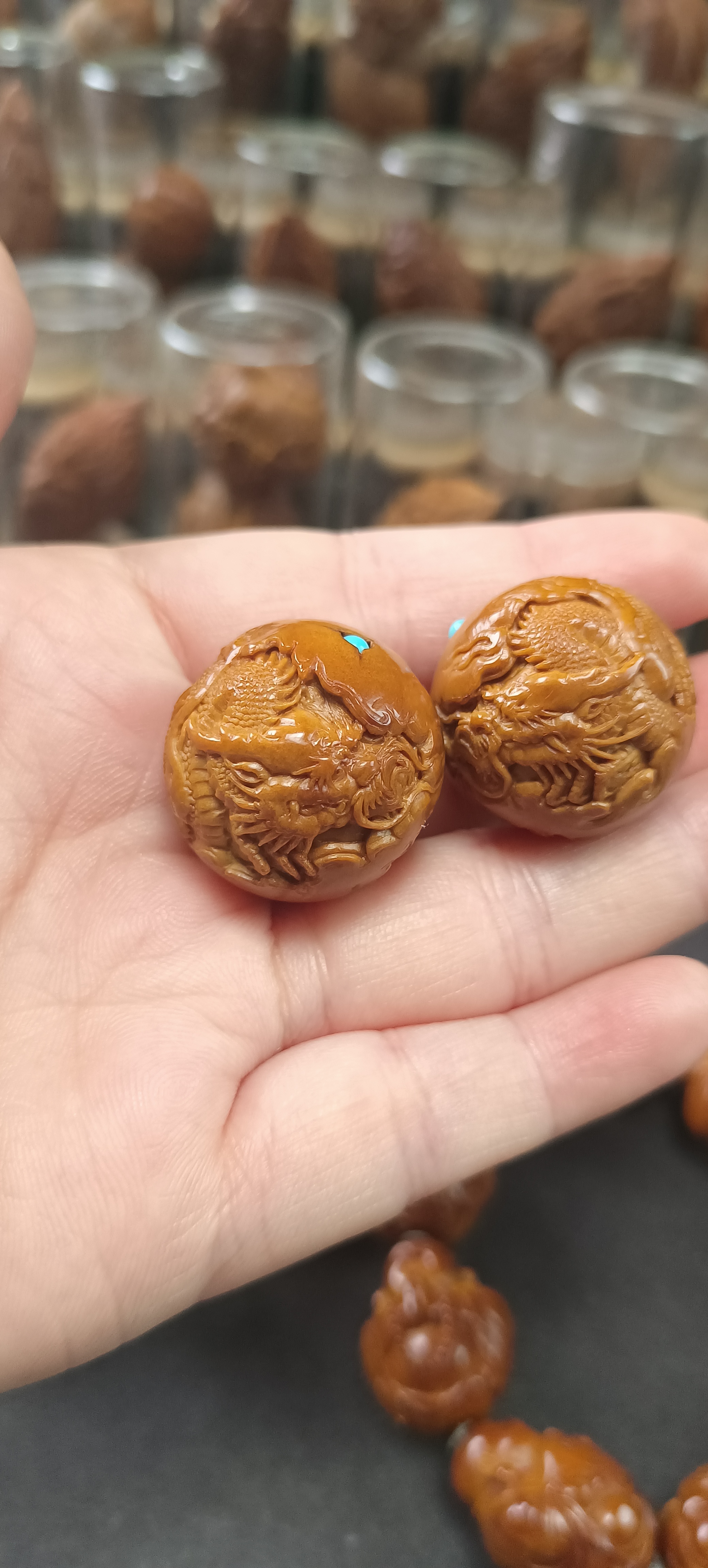 橄榄核雕2.5尺寸正圆光珠石破天惊