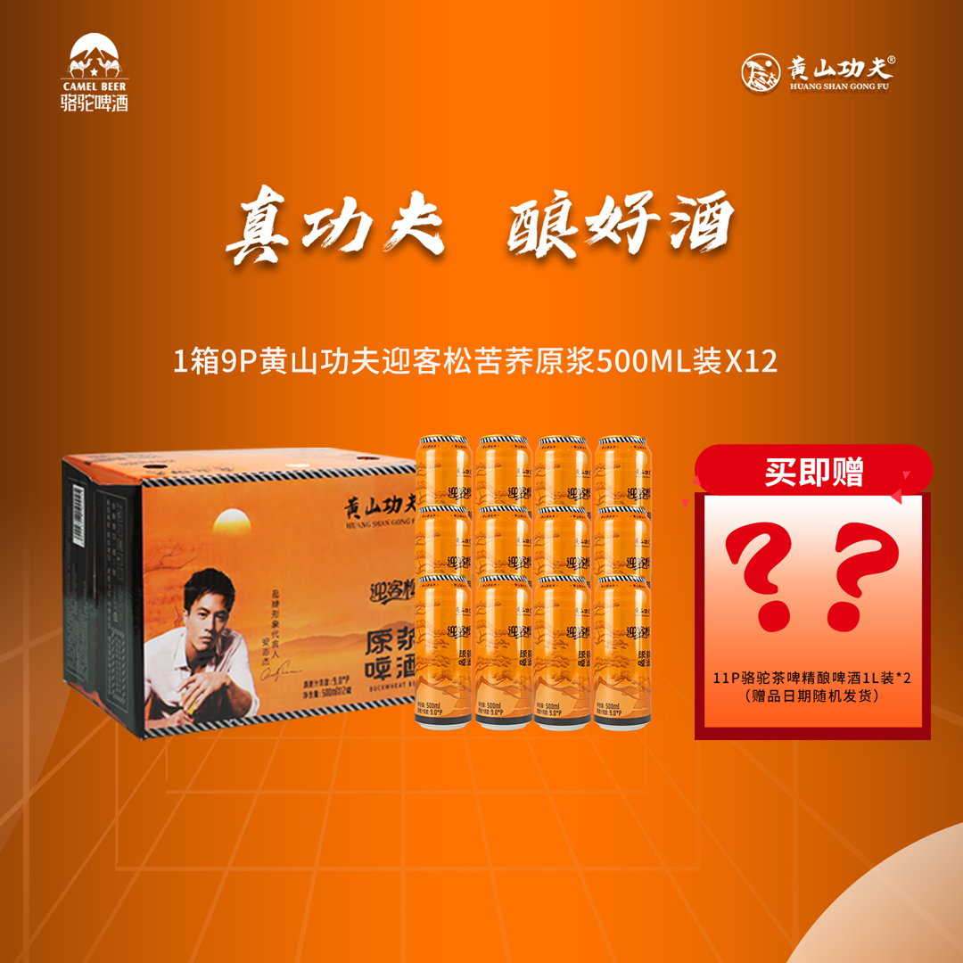 【送2罐茶啤】迎客松苦荞德式精酿白啤酒荞麦原浆500ml*12罐礼箱装