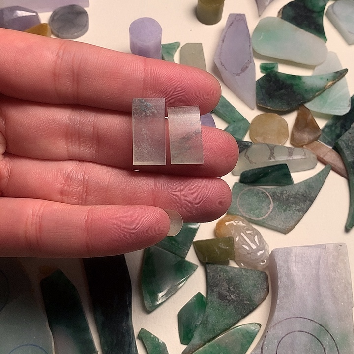 翡翠未镶嵌挂件树叶或羽毛耳环