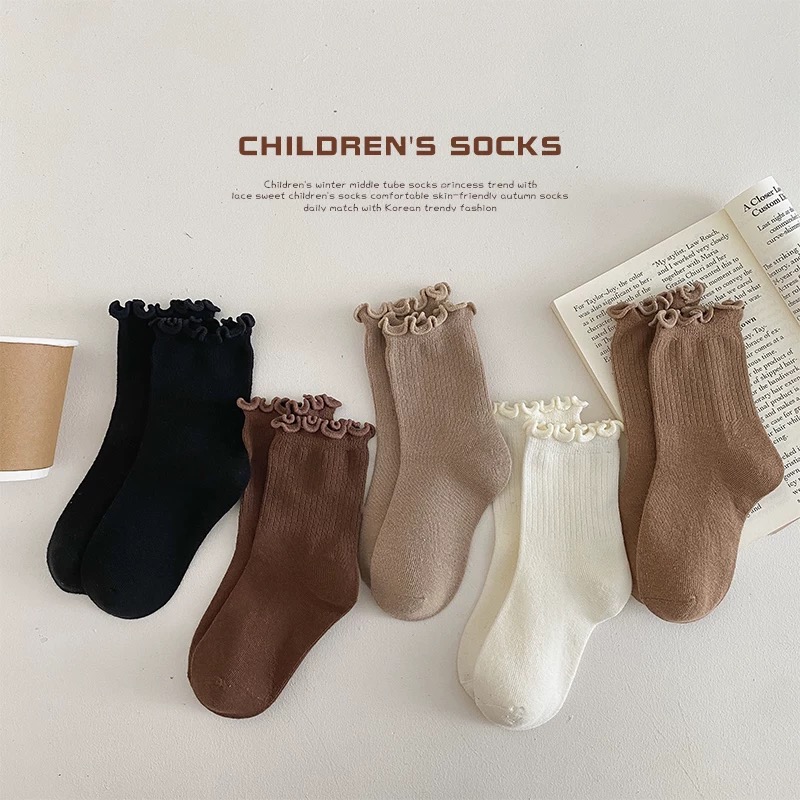 【木耳边儿童袜】儿童纯色袜子可爱儿童袜子女童花边袜