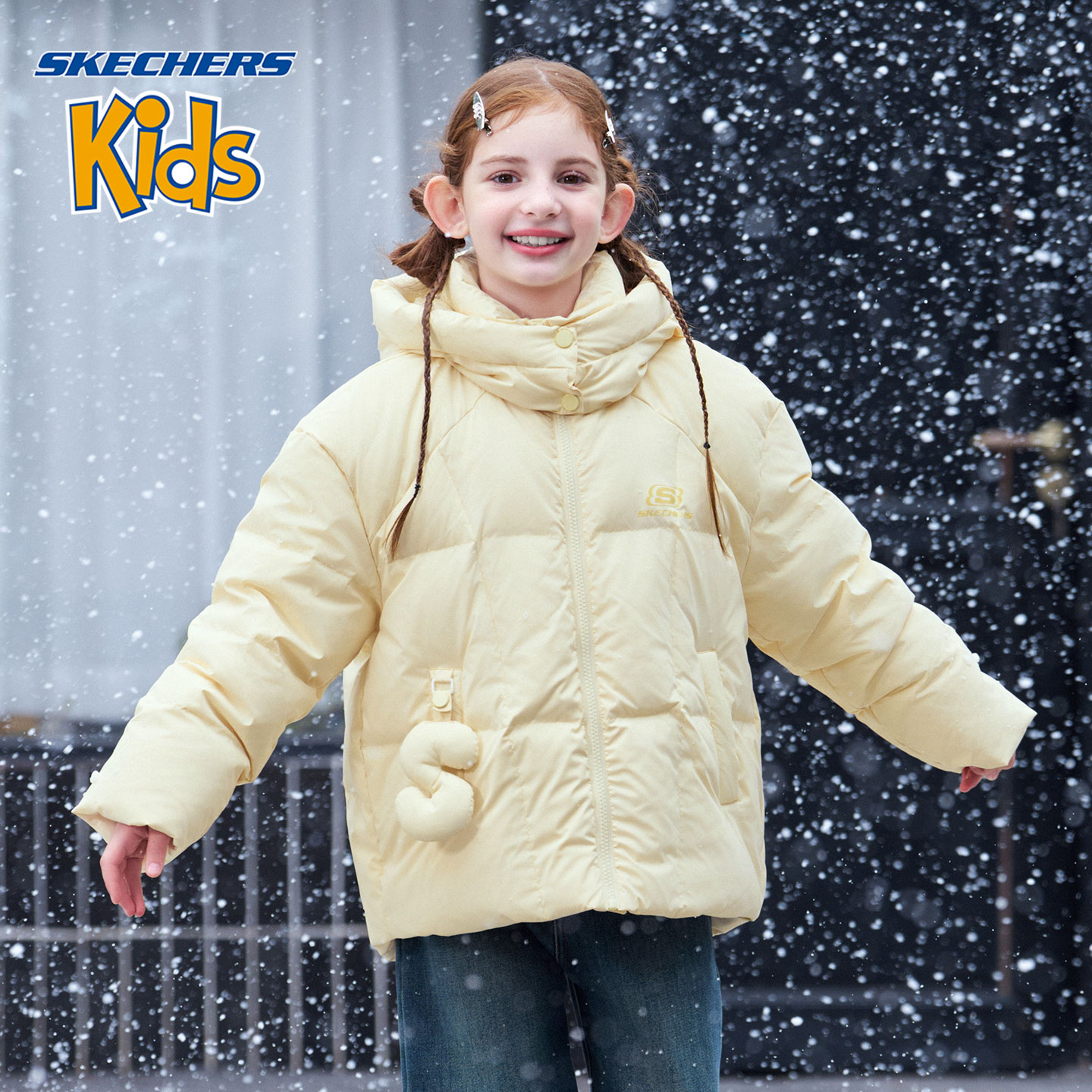 【HZ】SKECHERS斯凯奇童装新款立体S造型羽绒服H425G081