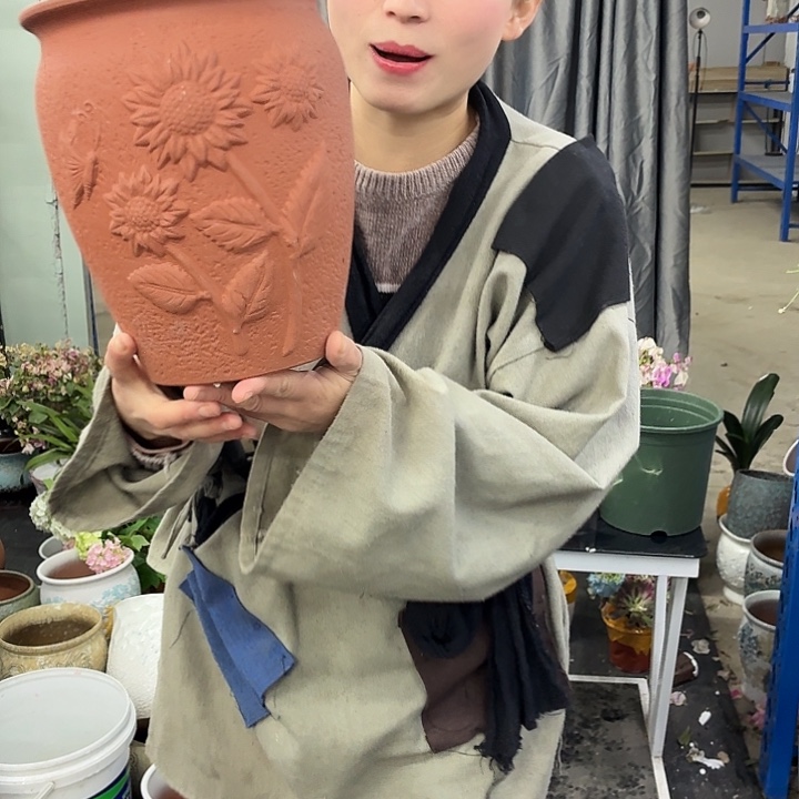 19×24 -粗陶花盆有孔-买买买