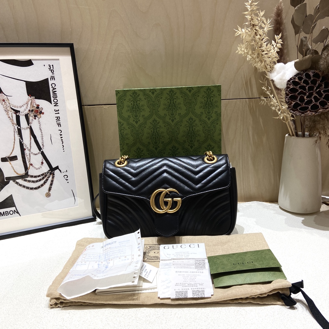 99新 GUCCI/古驰 马蒙26黑色经典款FH01495