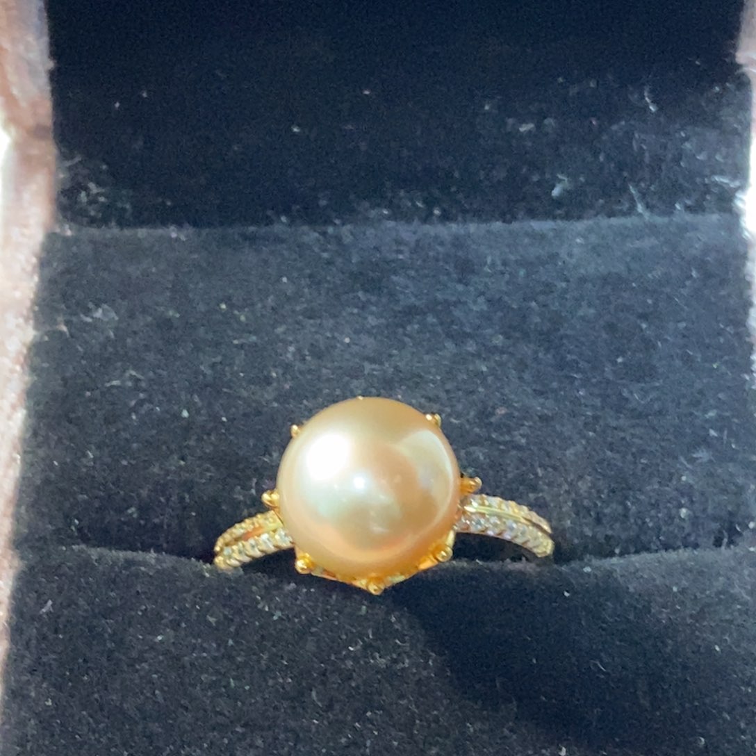 海水珍珠戒圈银S925镶嵌