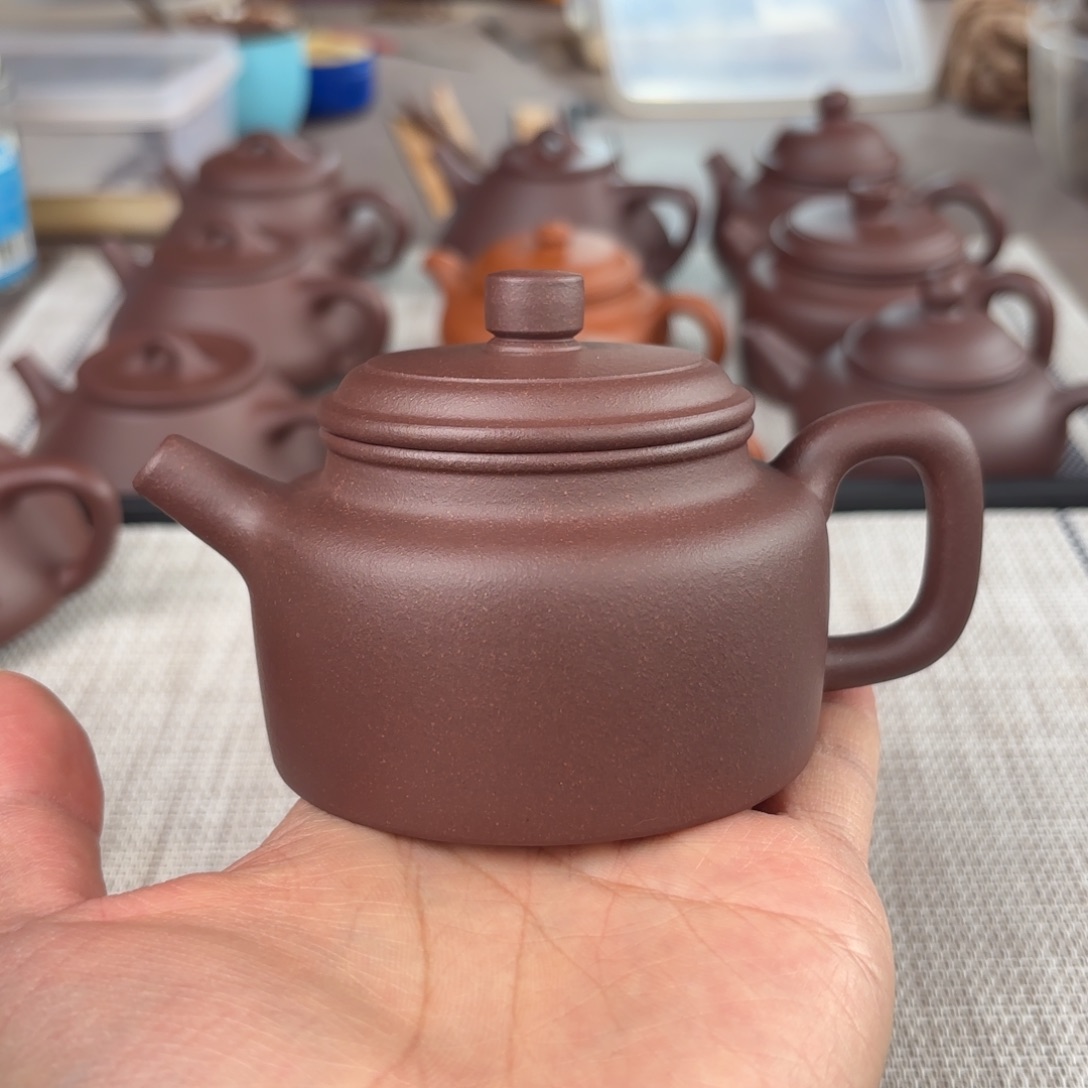 茶壶紫砂半手工老紫泥德钟壶150cc