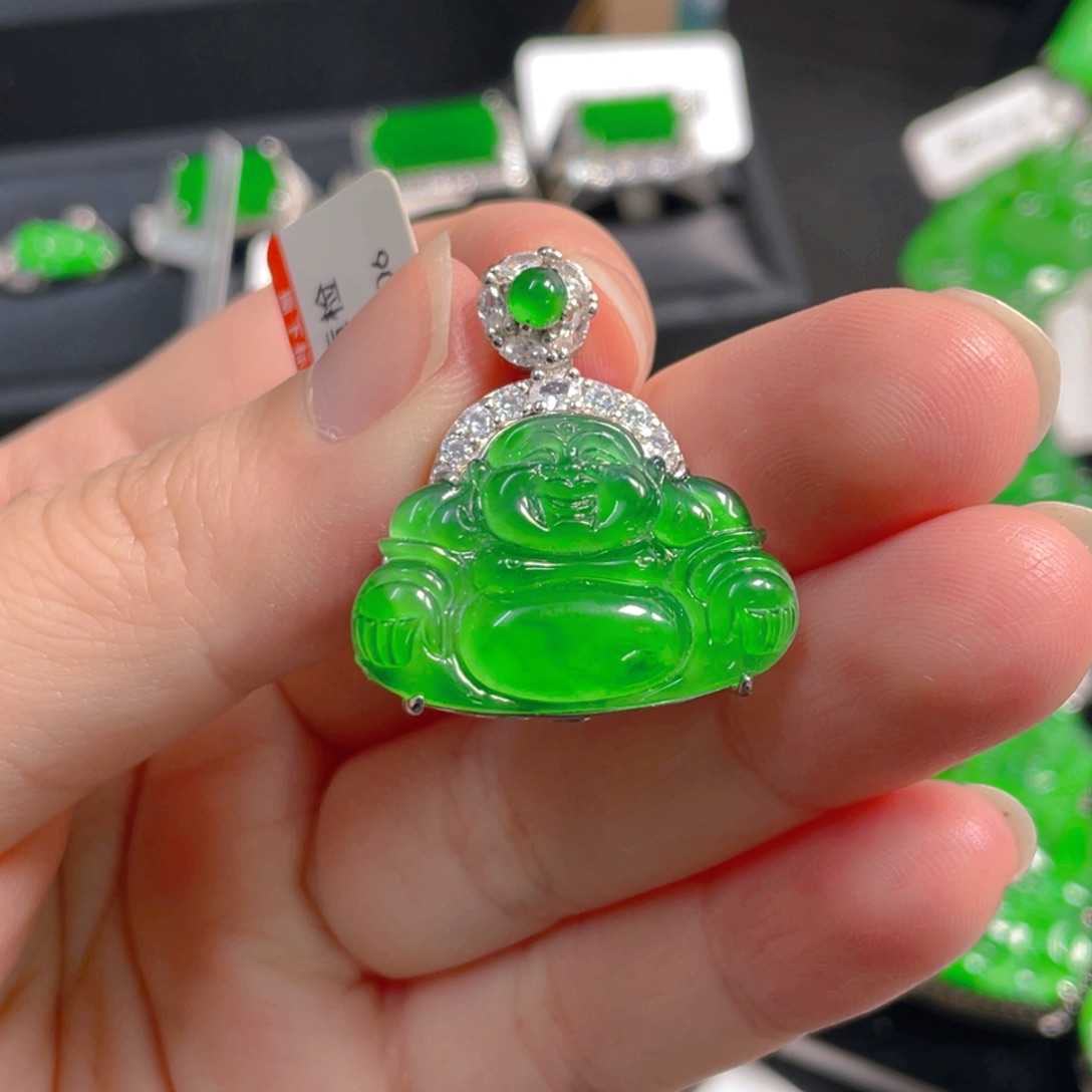 翡翠银S925镶嵌吊坠(不含链)