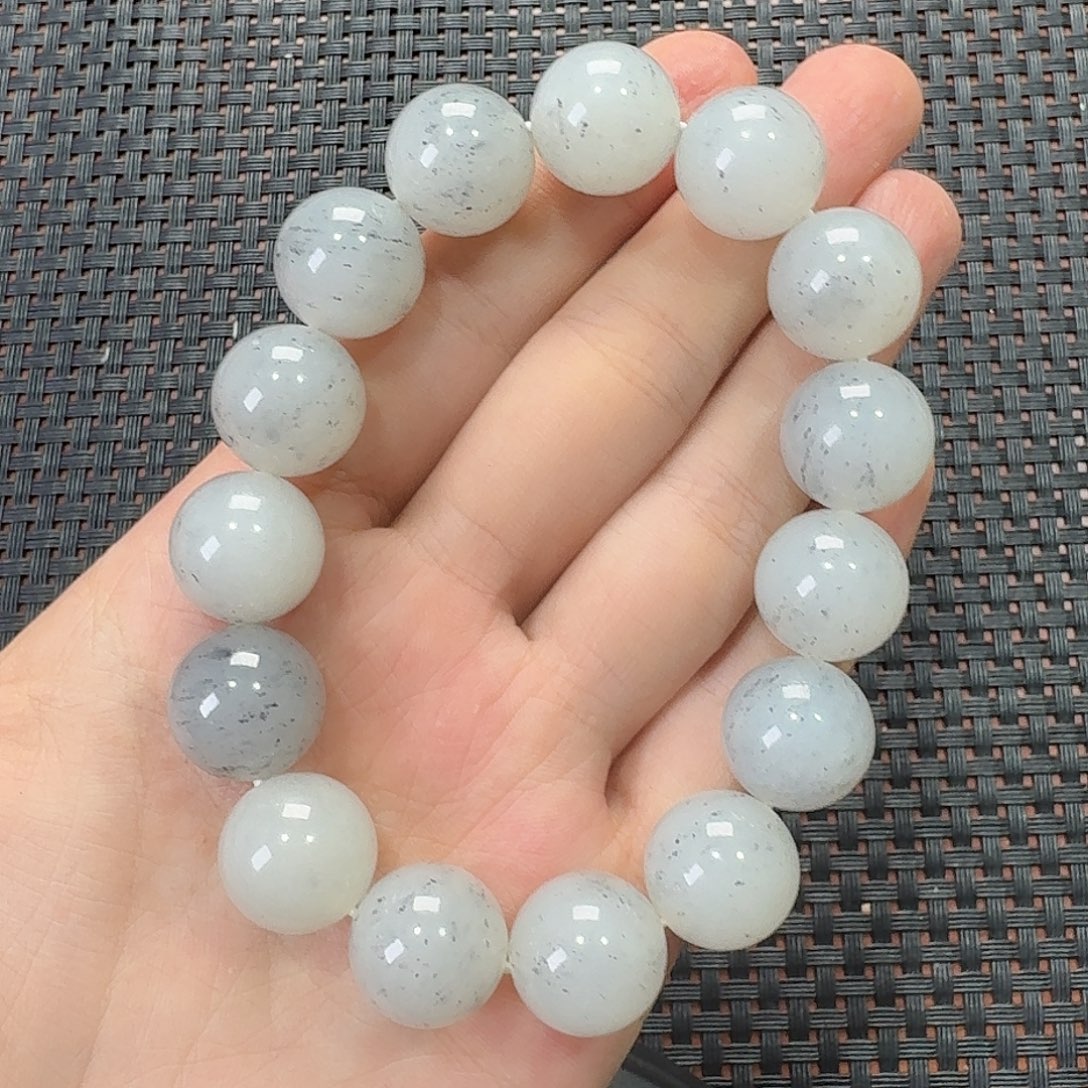 和田玉未镶嵌挂件黑山卡14手串