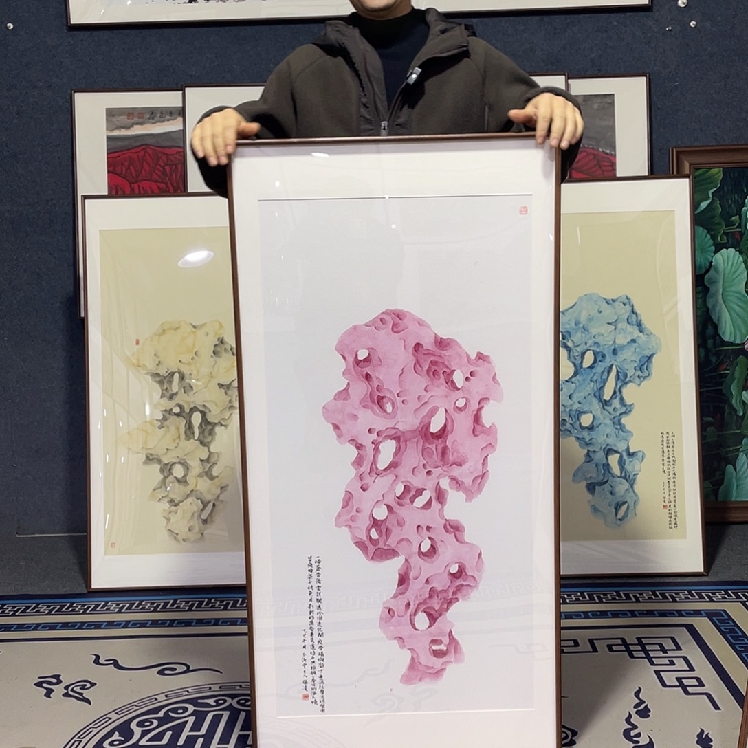 国画手绘画作品带框60/120