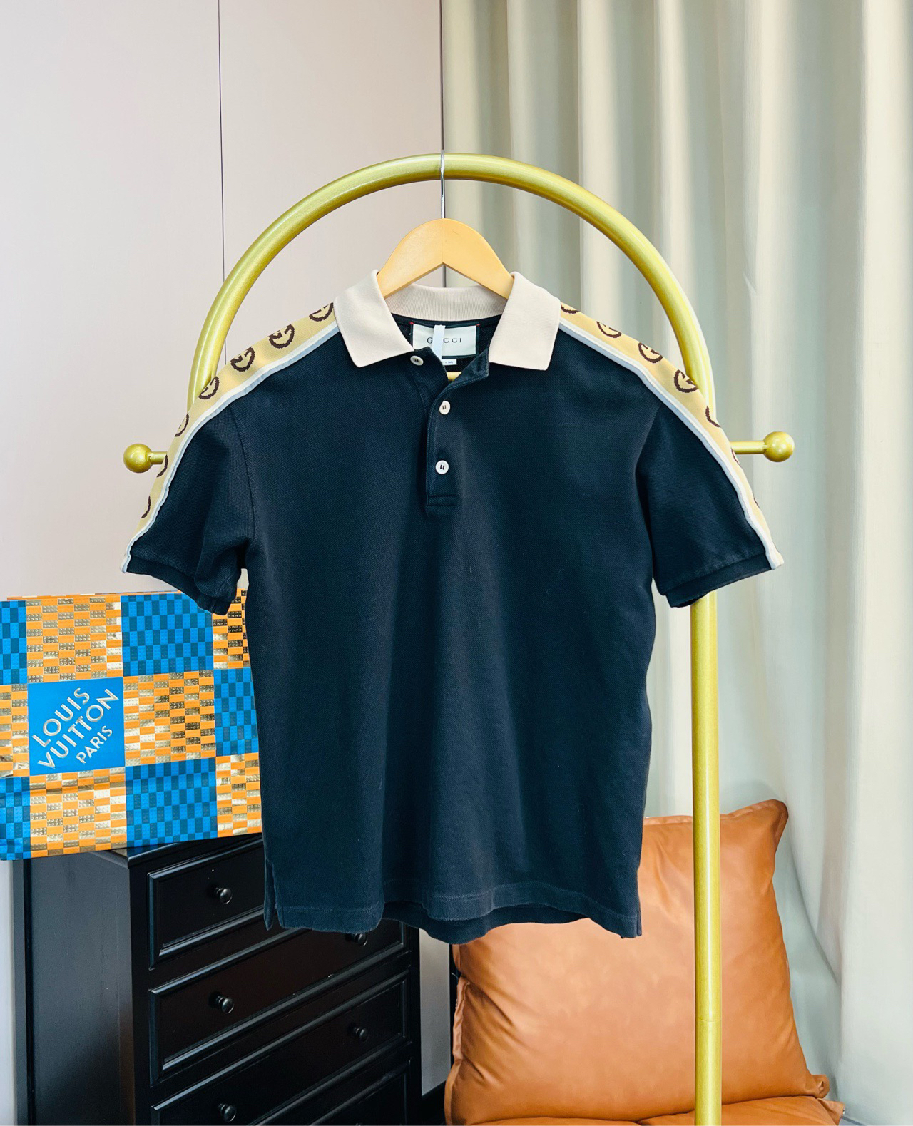 99新 GUCCI/古驰 黑色3m串标Polo短袖 XS码 99新