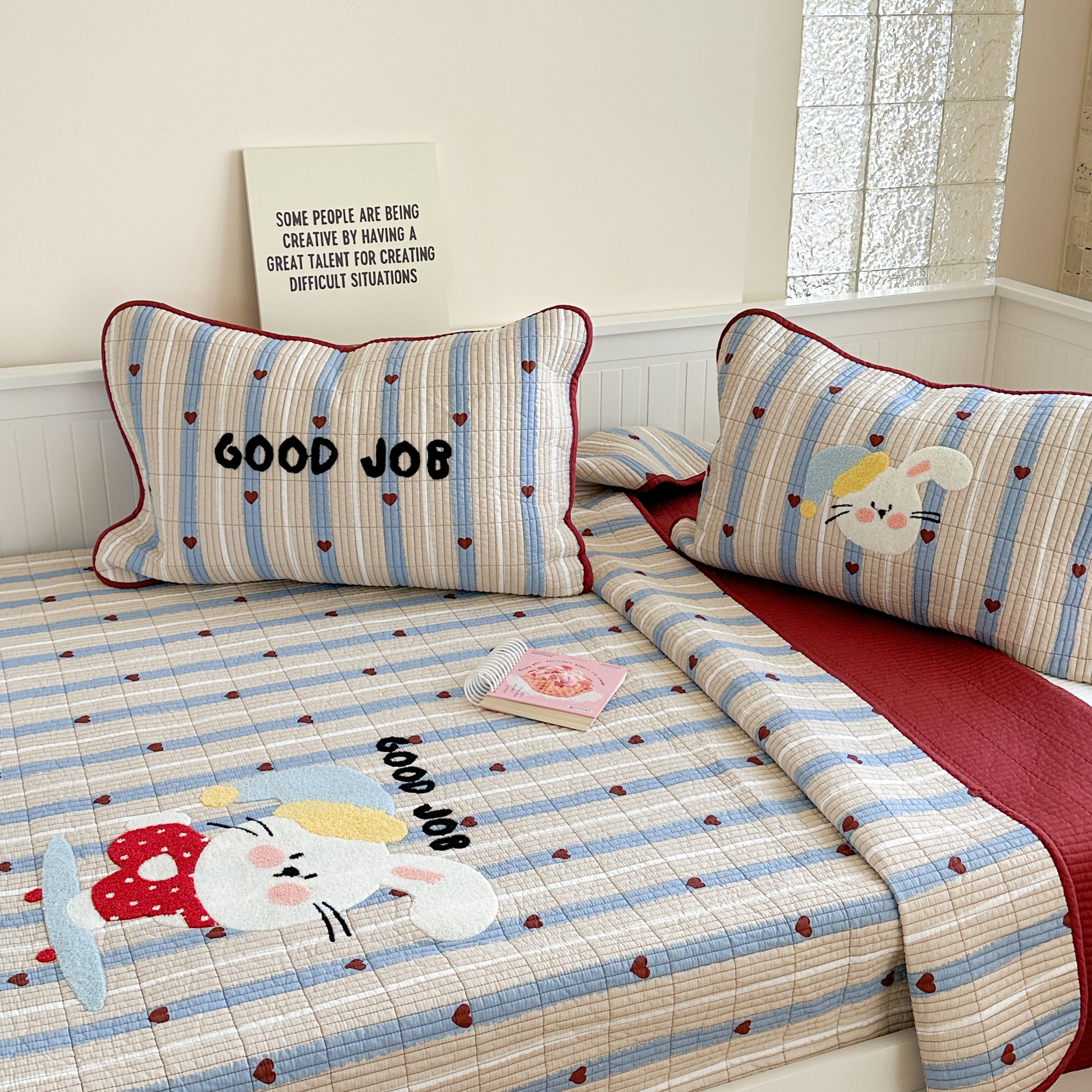 POCKET PIG/布袋猪【波比】全棉毛巾绣卡通床盖三件套