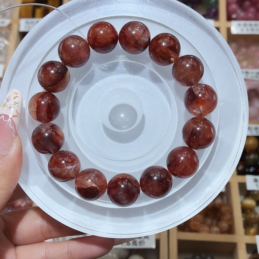 水晶未镶嵌手链红胶花14m