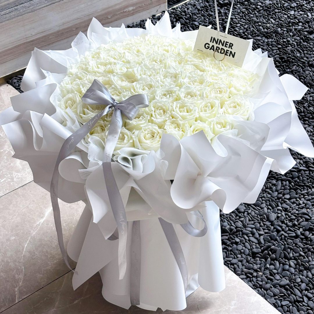 【爱的表白】52朵白玫瑰鲜花·求婚告白生日纪念日·同城速递外卖上门