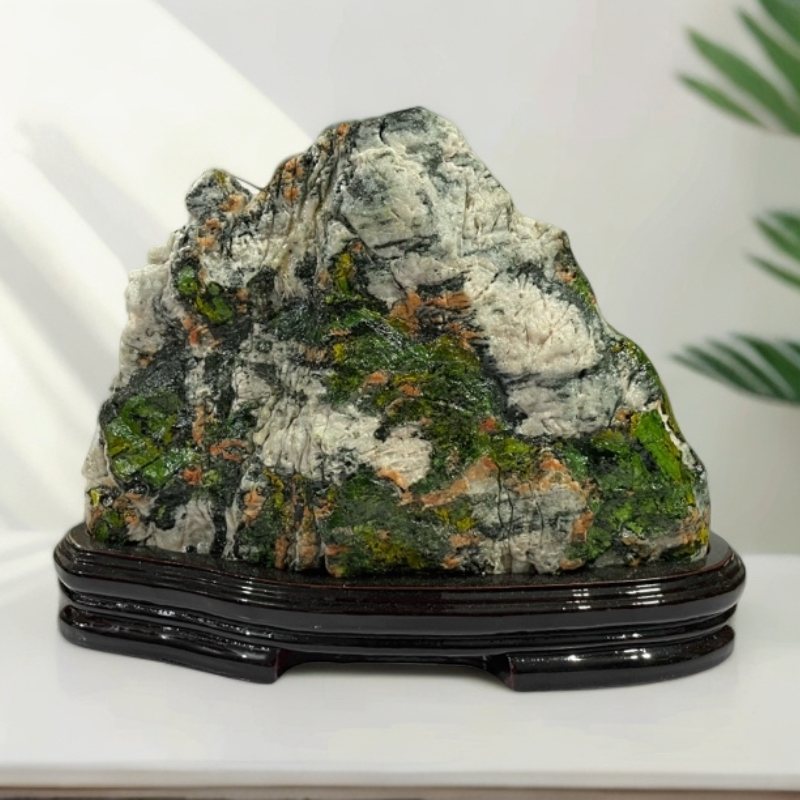 七彩石原石国画石水冲石桌面客厅书房玄关装饰摆件