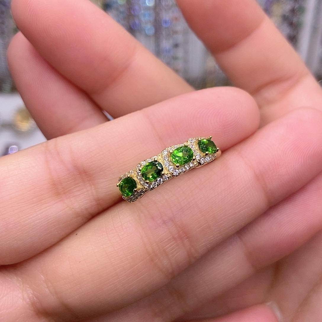 开口戒指透辉石银S925镶嵌