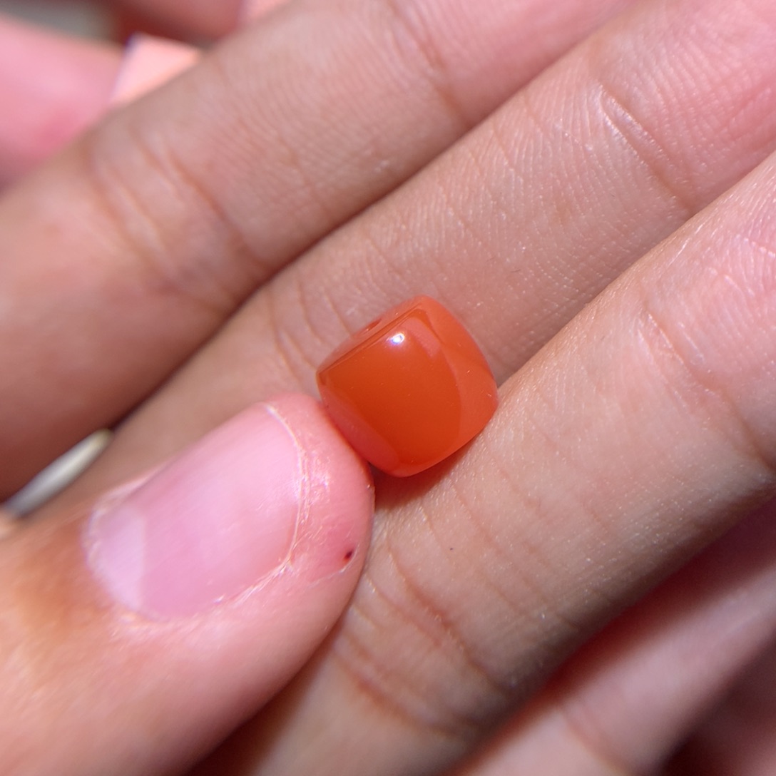 南红玛瑙直切9.6×8.4足金镶嵌古*月微微沙袋