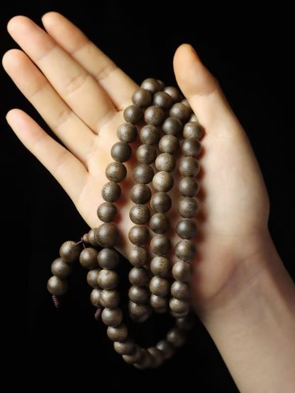 增香沉香木作多圈【卡0.8点位108颗白骑】文玩脖挂手串文玩文来软丝