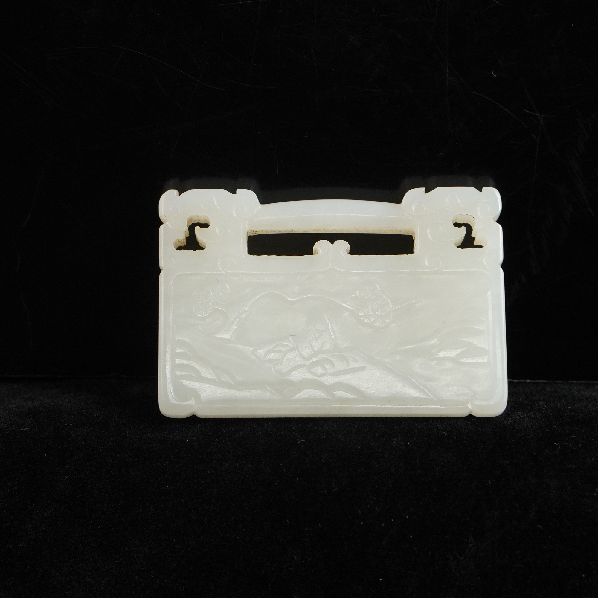 【清】白玉福寿康宁牌（高3.5cm宽5.2cm重26g）QTY350