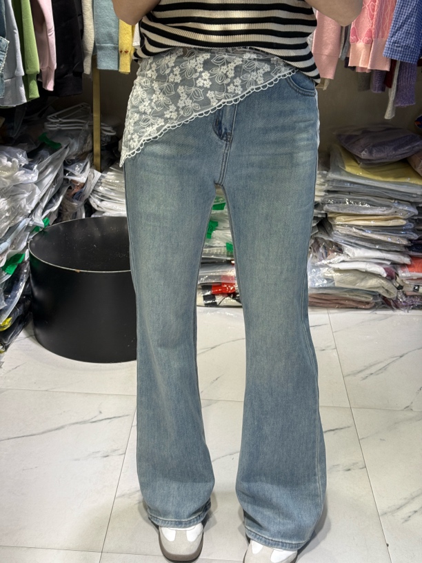 （林玲）春夏新款时尚百搭喇叭牛仔裤修身显瘦屁帘女裤