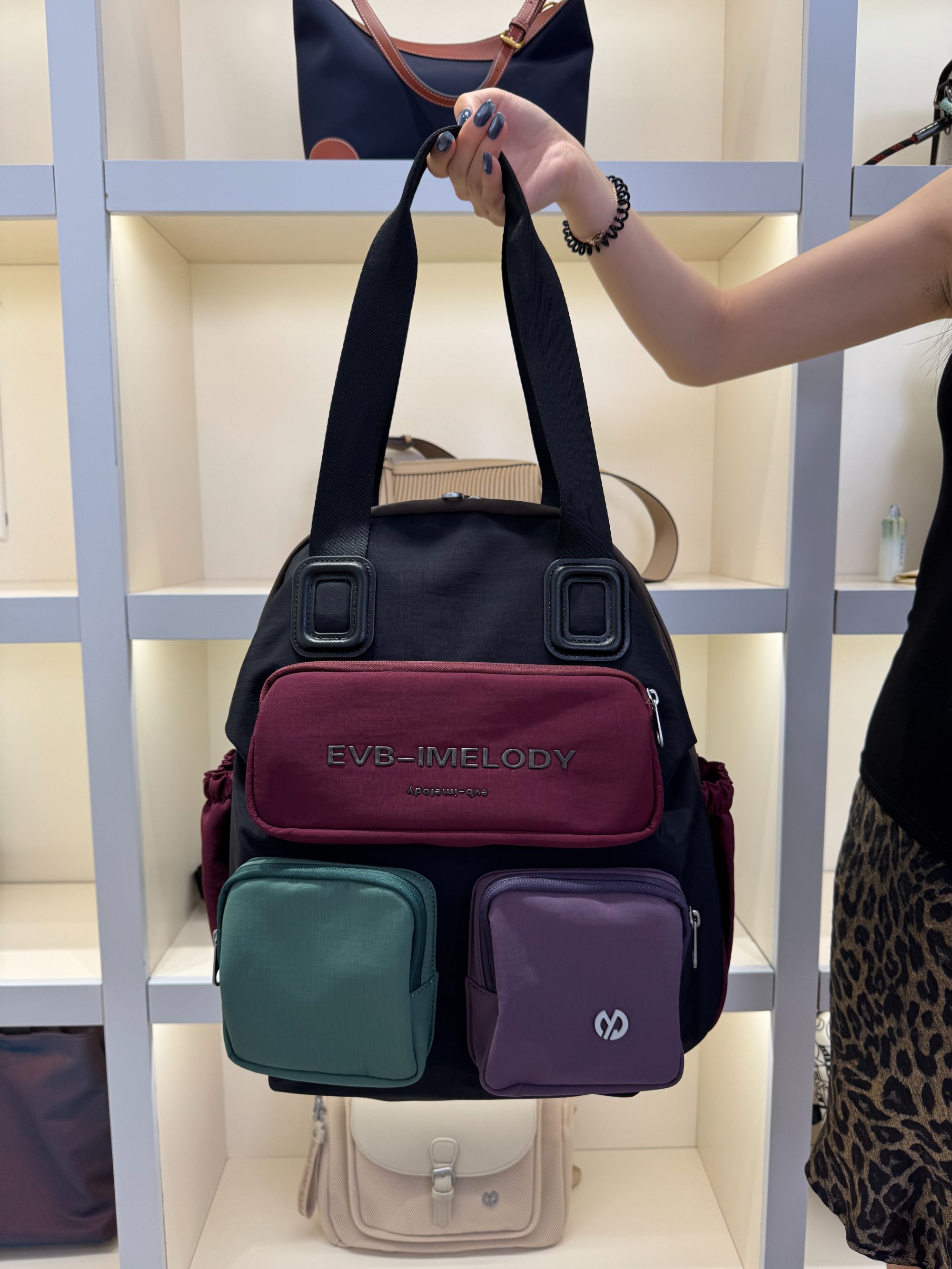 EVB新款大容量单肩包时尚百搭双肩包休闲包包简约上班通勤手提包