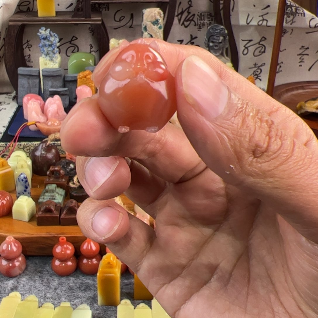 老挝石芙蓉体鼠来宝摆件1-1.1-2.2