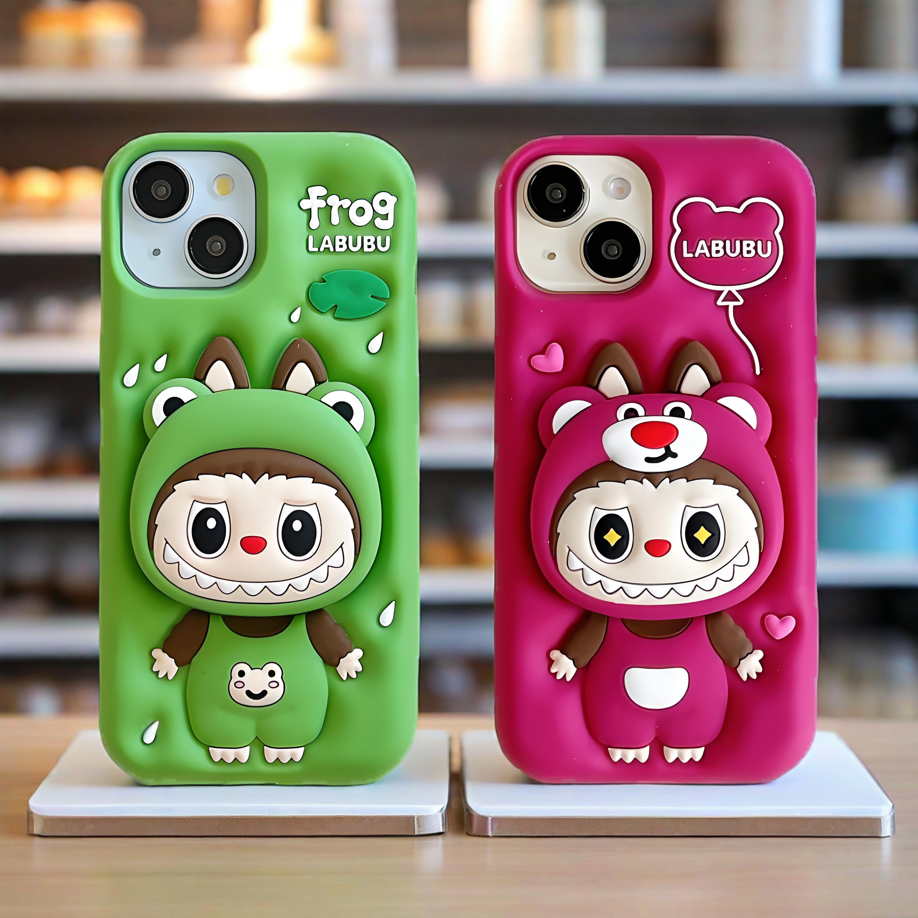 iPhone|防摔拉布布支架可爱草莓熊适用16全包可爱硅胶手机壳