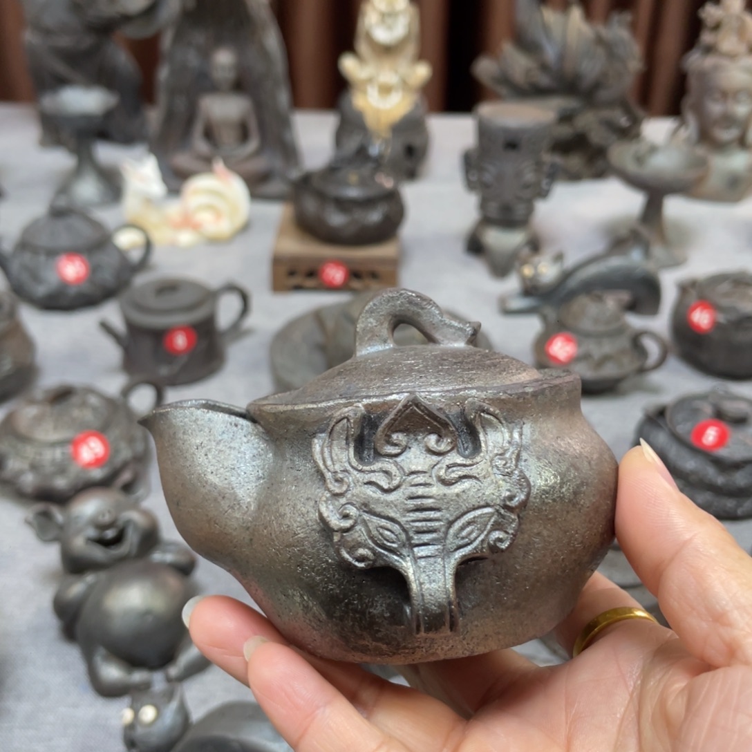 宝瓶全手捏柴烧茶器