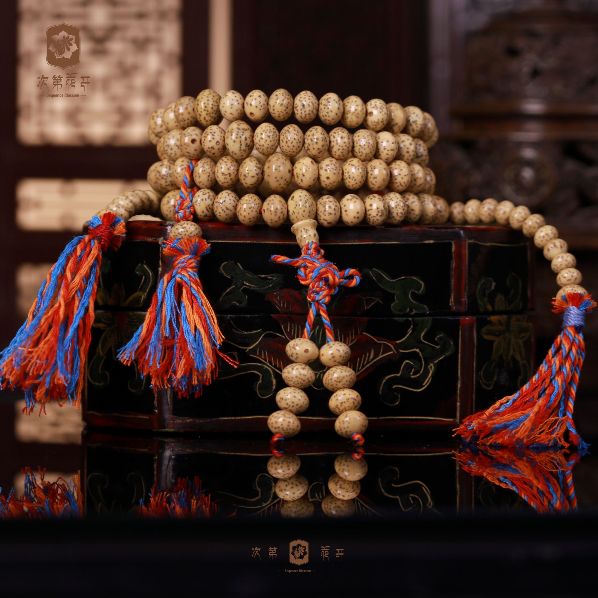 海南蜜桔珠形星月菩提  星月菩提 6*9mm