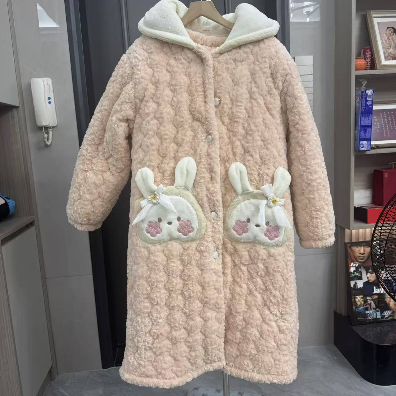 长裙长款冬季女三层夹棉加厚睡衣家居服套装睡袍家居服套装女士