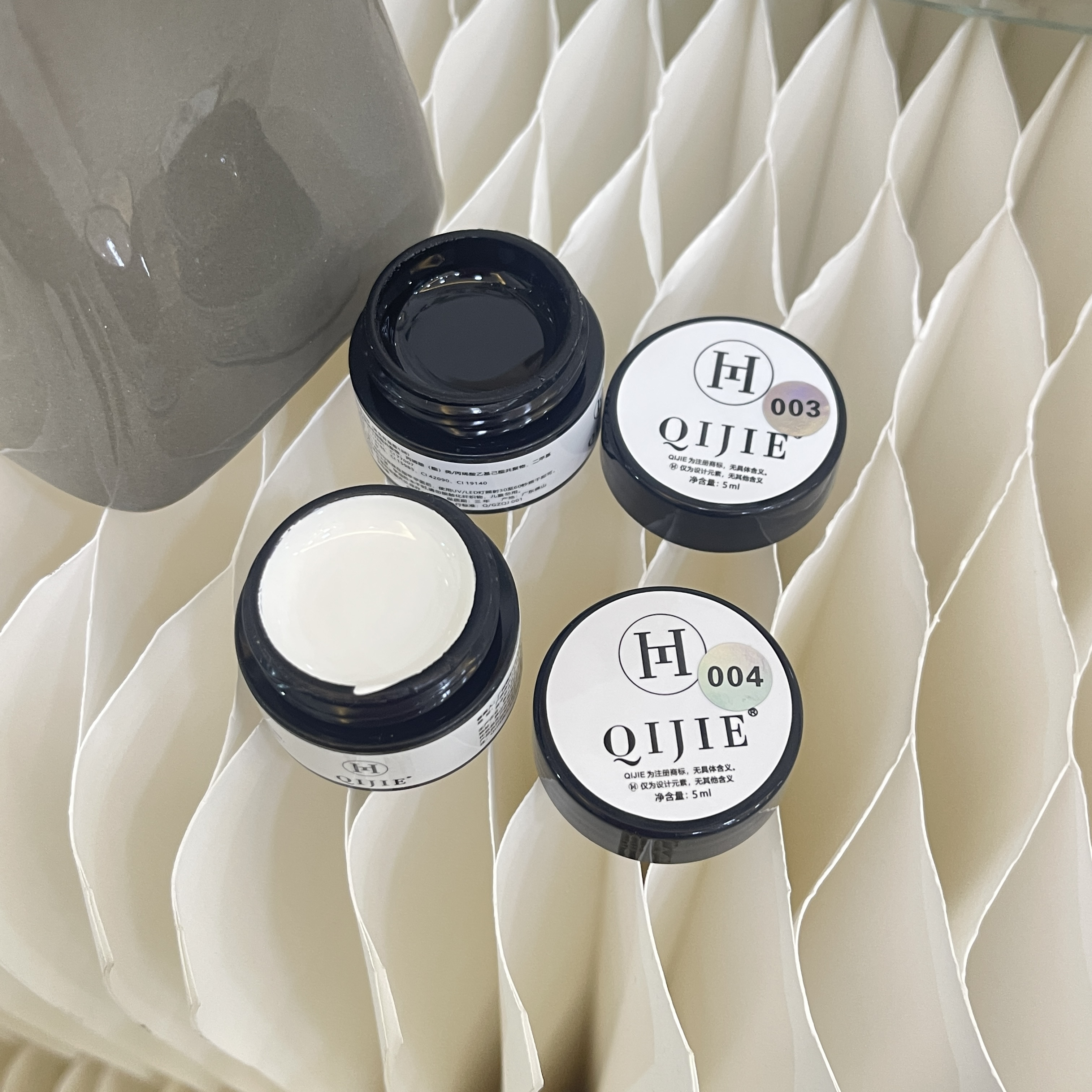 琪杰美甲彩绘胶黑白色手绘画花免洗彩绘胶黑白色饱和度超高（5ml）