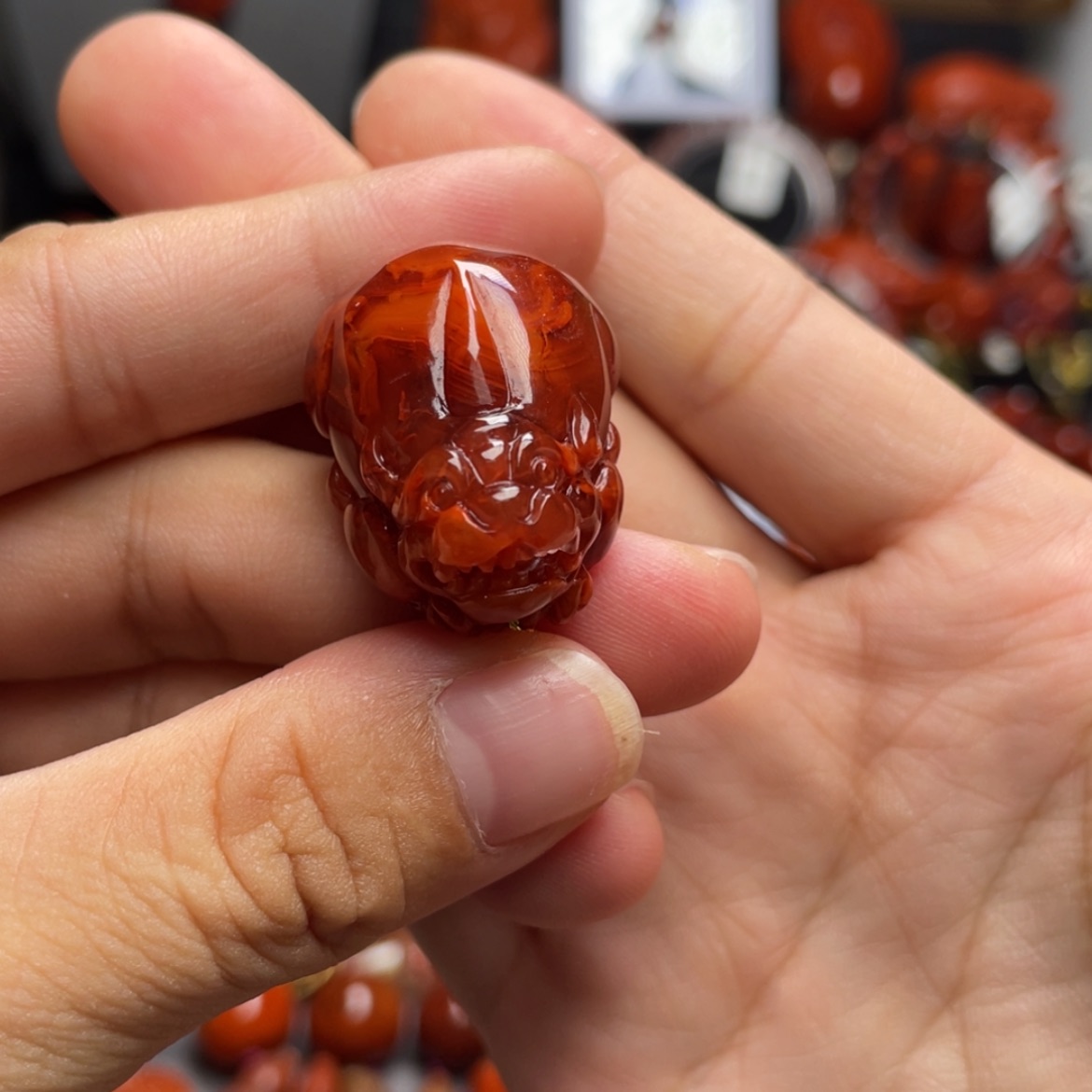 【闪购商品】未镶嵌火焰纹貔貅南红玛瑙