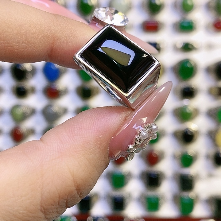 银S925镶嵌戒指玛瑙/玉髓