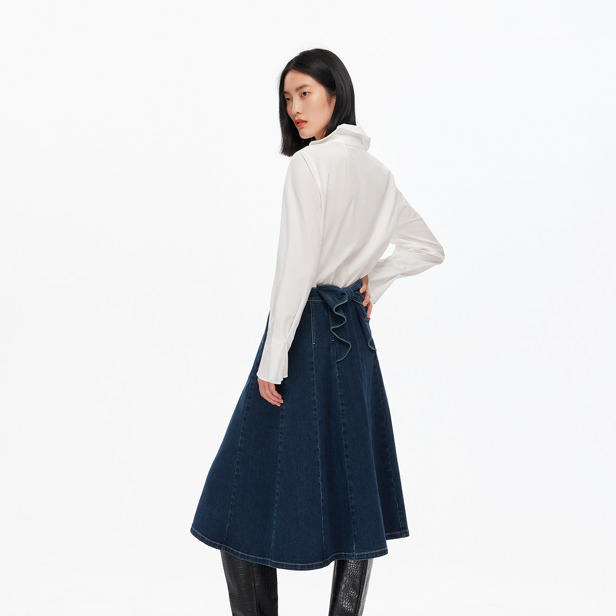 Vero Moda半身裙【蝴蝶舞步】含棉高腰立体蝴蝶结装饰A字326137003