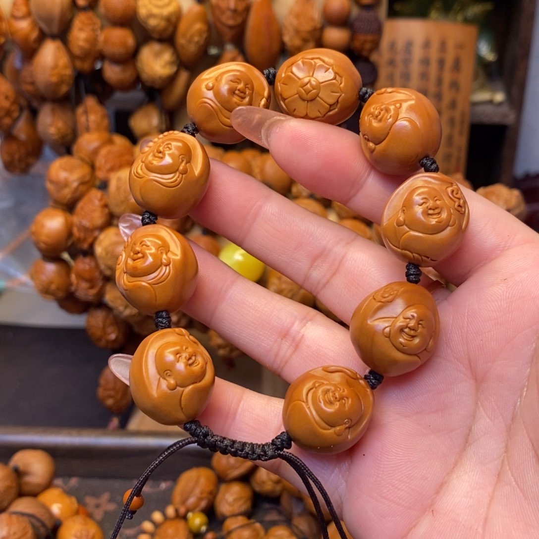 橄榄核手串/手链浮雕八宝弥勒