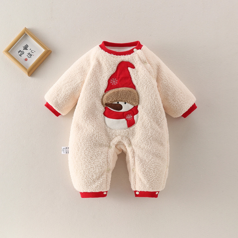 婴幼儿冬季加棉云朵绒连体衣男女宝宝外出服新品加厚秋冬季婴儿