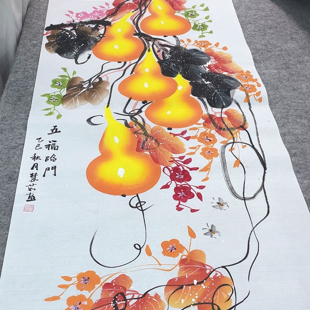 国画纯手绘的花鸟山水