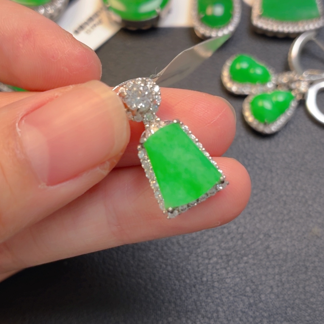 翡翠银S925镶嵌吊坠(不含链)