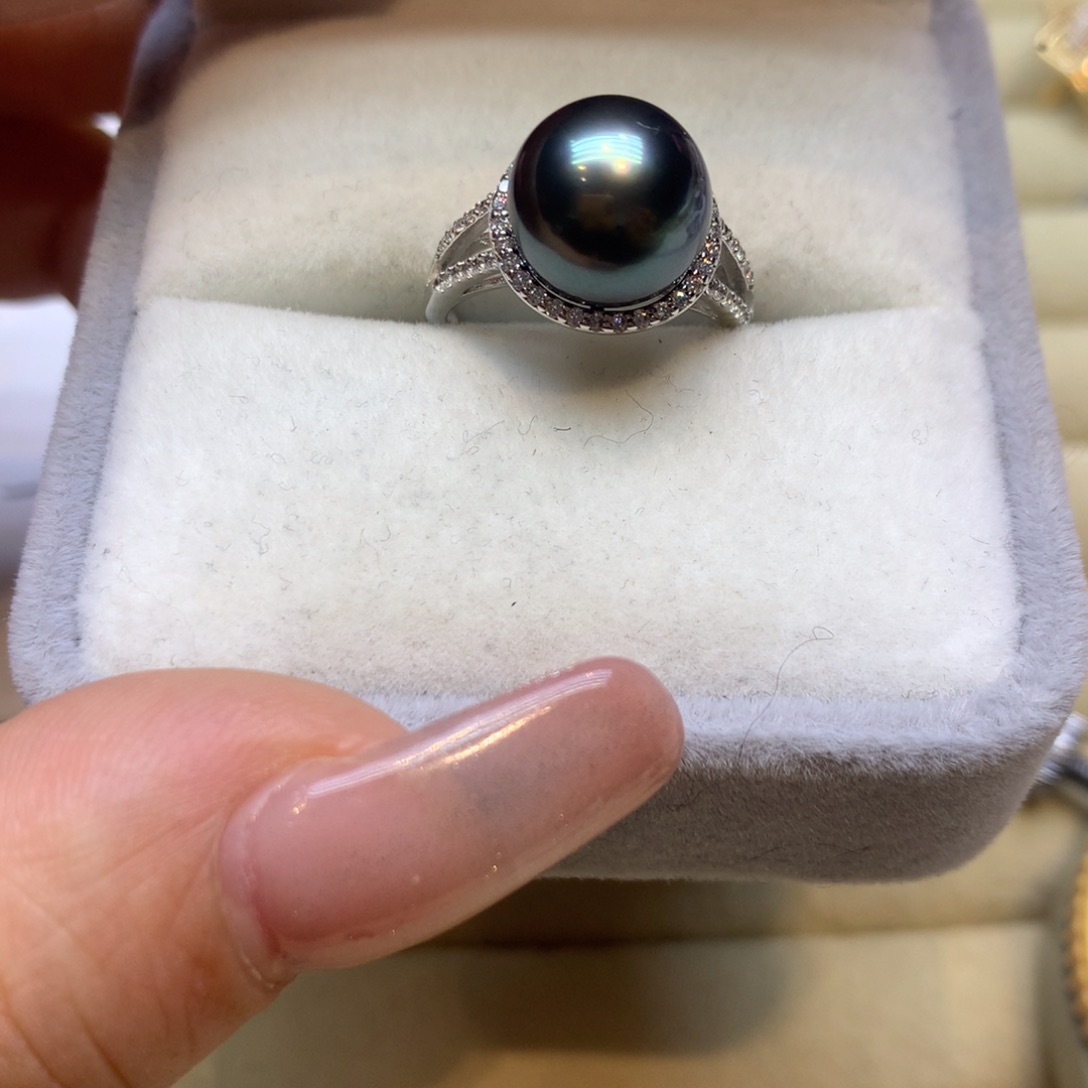 银S925镶嵌戒指海水珍珠