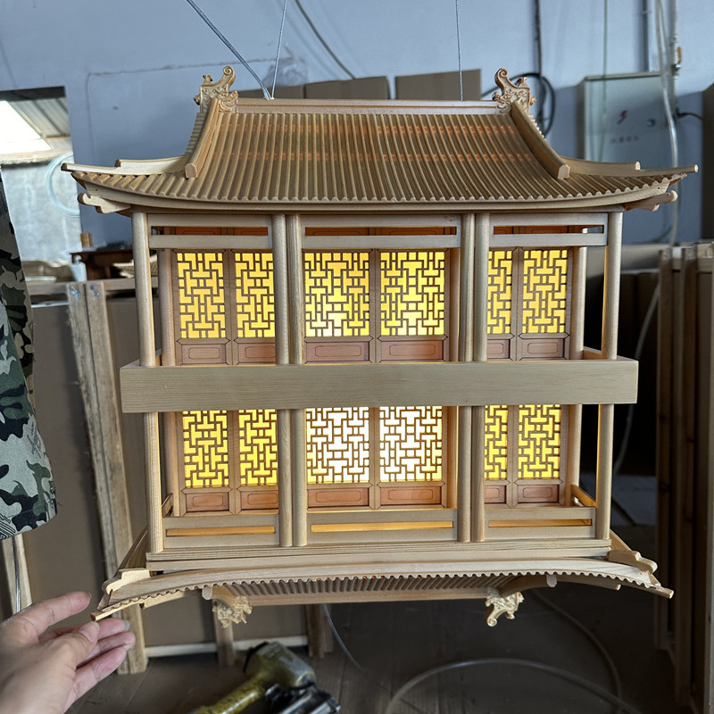 东阳木雕仿古建筑悬挂饰品软装空中吊饰吊挂倒影全实木榫卯结构