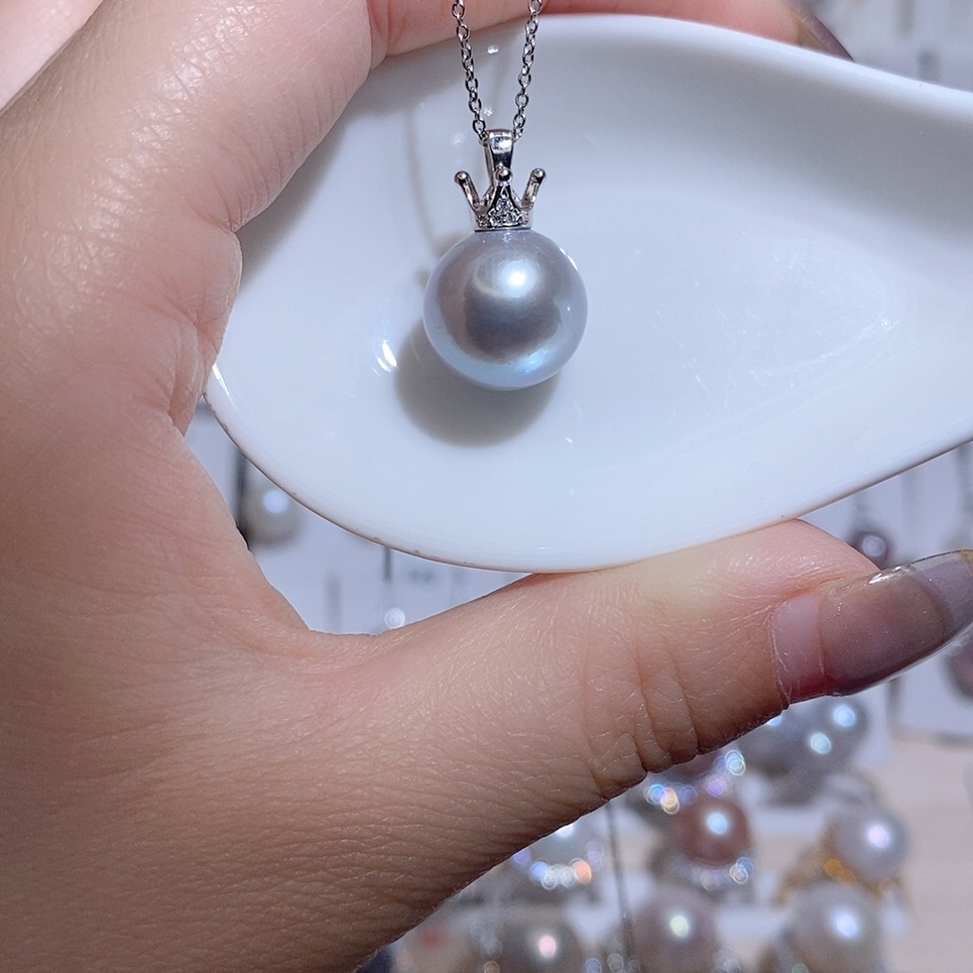 淡水珍珠银S925镶嵌吊坠(赠链)s y