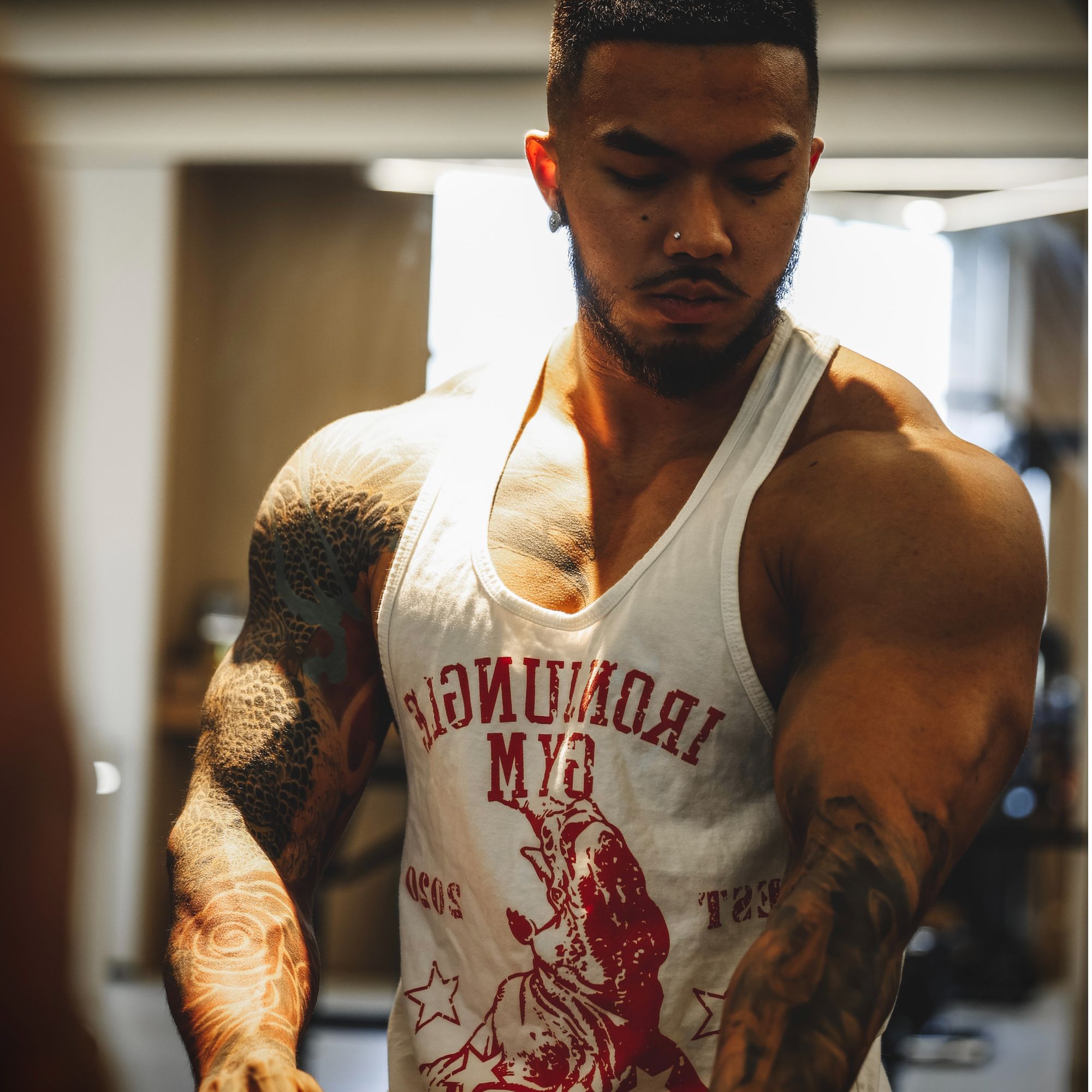 IRONJUNGLE GYM "为健美而生"系列 复古美式犀牛训练吊带背心