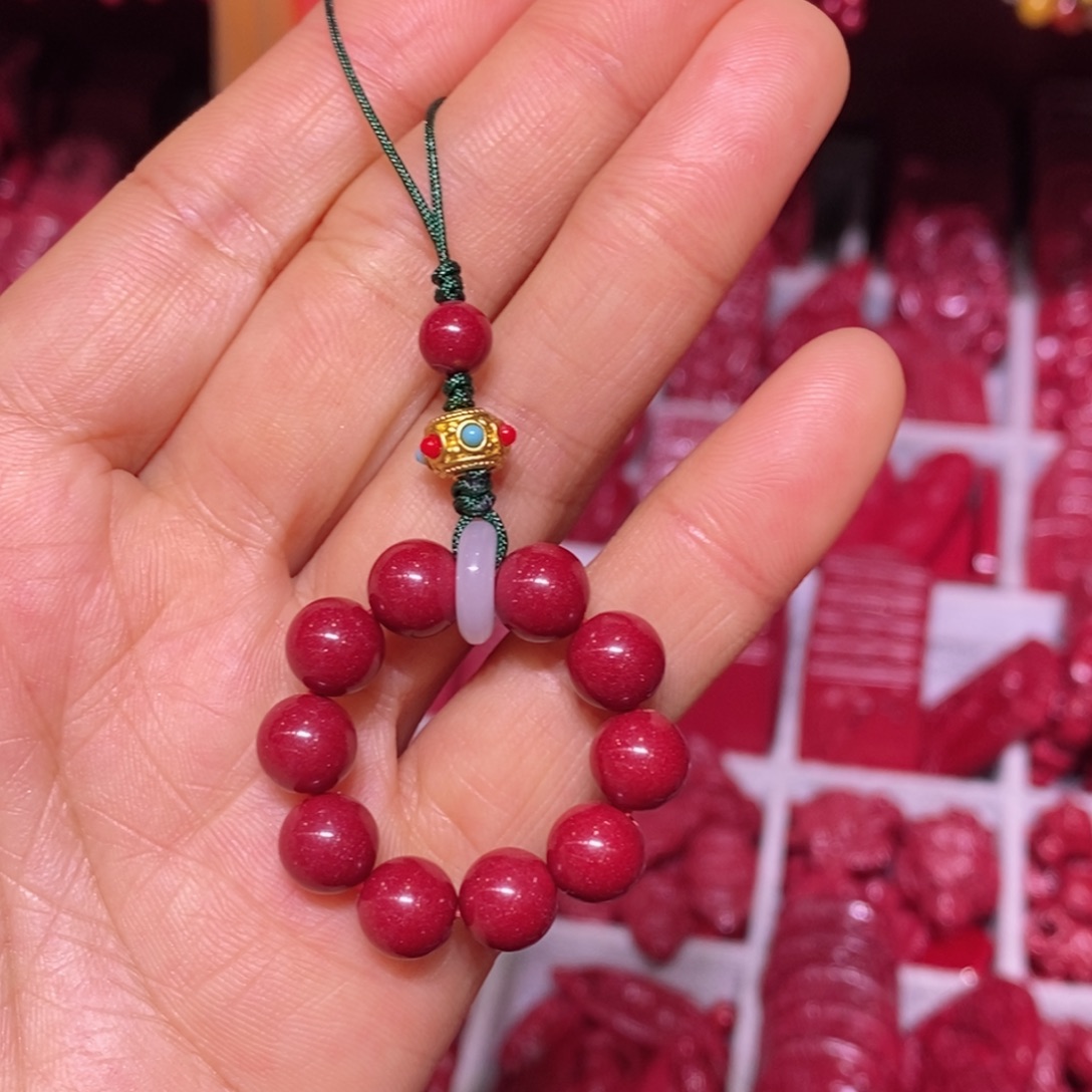 天然辰砂紫金砂手机链