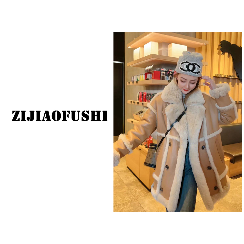 “五金女孩”芭莎真皮皮毛一体中长款冬装外套YNK-ZF31432-1